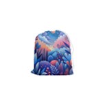 Nature Night Bushes Flowers Leaves Clouds Landscape Berries Story Fantasy Wallpaper Background Sampl Drawstring Pouch (XS)