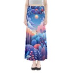 Nature Night Bushes Flowers Leaves Clouds Landscape Berries Story Fantasy Wallpaper Background Sampl Full Length Maxi Skirt