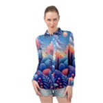 Nature Night Bushes Flowers Leaves Clouds Landscape Berries Story Fantasy Wallpaper Background Sampl Long Sleeve Chiffon Shirt