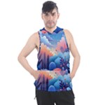 Nature Night Bushes Flowers Leaves Clouds Landscape Berries Story Fantasy Wallpaper Background Sampl Men s Sleeveless Hoodie