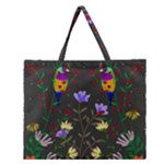 Bird Flower Plant Nature Zipper Large Tote Bag