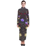 Bird Flower Plant Nature Turtleneck Maxi Dress