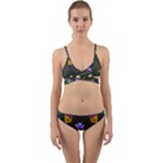 Bird Flower Plant Nature Wrap Around Bikini Set