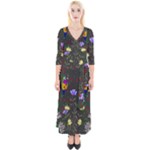 Bird Flower Plant Nature Quarter Sleeve Wrap Maxi Dress