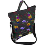 Bird Flower Plant Nature Fold Over Handle Tote Bag
