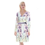 Flower Paint Flora Nature Plant Long Sleeve Velvet Front Wrap Dress