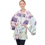 Flower Paint Flora Nature Plant Long Sleeve Velvet Kimono 