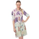 Flower Paint Flora Nature Plant Long Sleeve Mini Shirt Dress