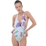 Flower Paint Flora Nature Plant Backless Halter One Piece Swimsuit