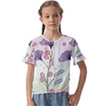 Flower Paint Flora Nature Plant Kids  Cuff Sleeve Scrunch Bottom T-Shirt