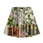 Books Flowers Book Flower Flora Floral Mini Flare Skirt