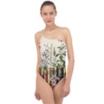 Books Flowers Book Flower Flora Floral Classic One Shoulder Swimsuit