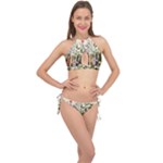 Books Flowers Book Flower Flora Floral Cross Front Halter Bikini Set