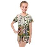 Books Flowers Book Flower Flora Floral Kids  Mesh T-Shirt and Shorts Set