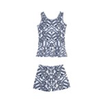 Monochrome Maze Design Print Kids  Boyleg Swimsuit