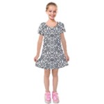 Monochrome Maze Design Print Kids  Short Sleeve Velvet Dress