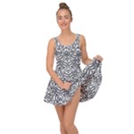 Monochrome Maze Design Print Inside Out Casual Dress