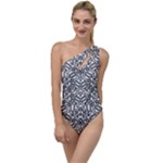 Monochrome Maze Design Print To One Side Swimsuit