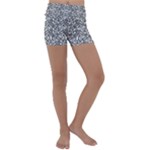 Monochrome Maze Design Print Kids  Lightweight Velour Yoga Shorts