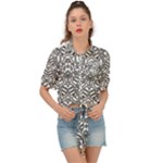 Monochrome Maze Design Print Tie Front Shirt 