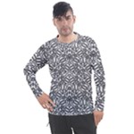 Monochrome Maze Design Print Men s Pique Long Sleeve T-Shirt