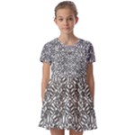 Monochrome Maze Design Print Kids  Short Sleeve Pinafore Style Dress