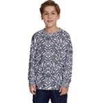Monochrome Maze Design Print Kids  Crewneck Sweatshirt