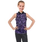 Enigmatic Plum Mosaic Kids  Sleeveless Polo T-Shirt