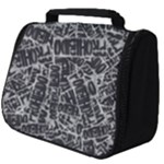 Rebel Life: Typography Black and White Pattern Full Print Travel Pouch (Big)