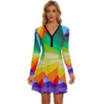 bring colors to your day Long Sleeve Deep V Mini Dress 
