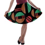 Abstract Geometric Pattern A-line Skater Skirt