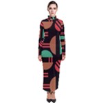 Abstract Geometric Pattern Turtleneck Maxi Dress