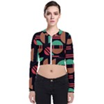 Abstract Geometric Pattern Long Sleeve Zip Up Bomber Jacket