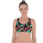 Abstract Geometric Pattern Cross String Back Sports Bra