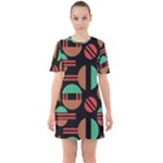 Abstract Geometric Pattern Sixties Short Sleeve Mini Dress