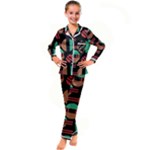 Abstract Geometric Pattern Kids  Satin Long Sleeve Pajamas Set