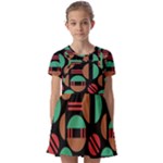 Abstract Geometric Pattern Kids  Short Sleeve Pinafore Style Dress