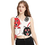 Cat Little Ball Animal V-Neck Cropped Tank Top