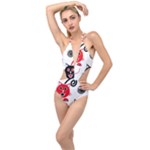 Cat Little Ball Animal Plunging Cut Out Swimsuit