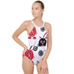 Cat Little Ball Animal High Neck One Piece Swimsuit