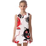 Cat Little Ball Animal Kids  Pilgrim Collar Ruffle Hem Dress