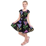 Abstract Pattern Flora Flower Kids  Short Sleeve Dress