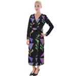 Abstract Pattern Flora Flower Velvet Maxi Wrap Dress