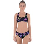 Abstract Pattern Flora Flower Criss Cross Bikini Set