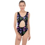 Abstract Pattern Flora Flower Center Cut Out Swimsuit
