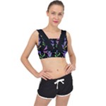 Abstract Pattern Flora Flower V-Back Sports Bra