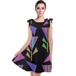 Abstract Pattern Flora Flower Tie Up Tunic Dress