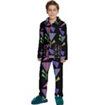 Abstract Pattern Flora Flower Kids  Long Sleeve Velvet Pajamas Set