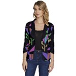 Abstract Pattern Flora Flower Women s One-Button 3/4 Sleeve Short Jacket