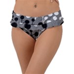 Abstract Nature Black White Frill Bikini Bottoms